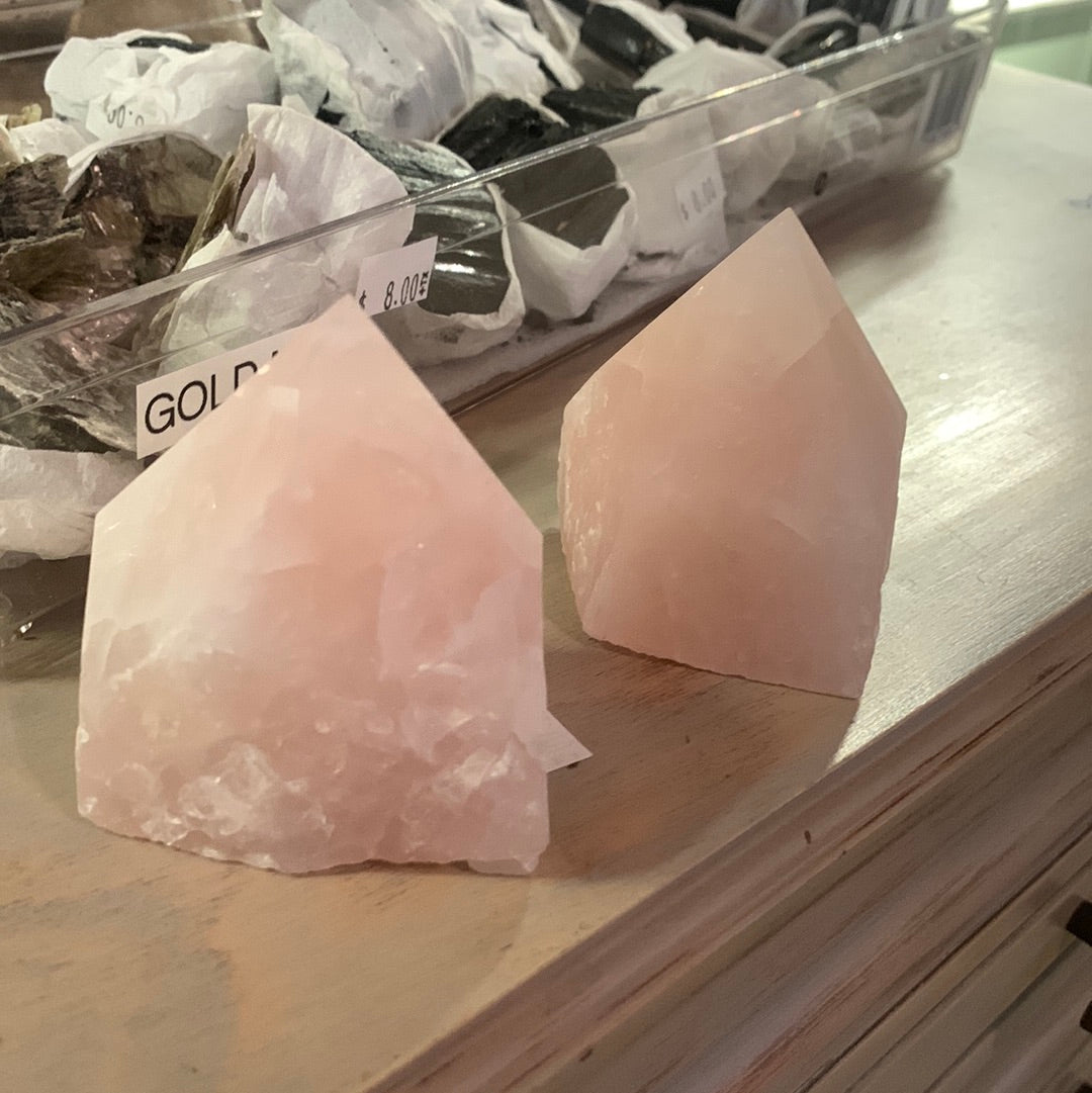 Rose Quartz Point part polished part rough