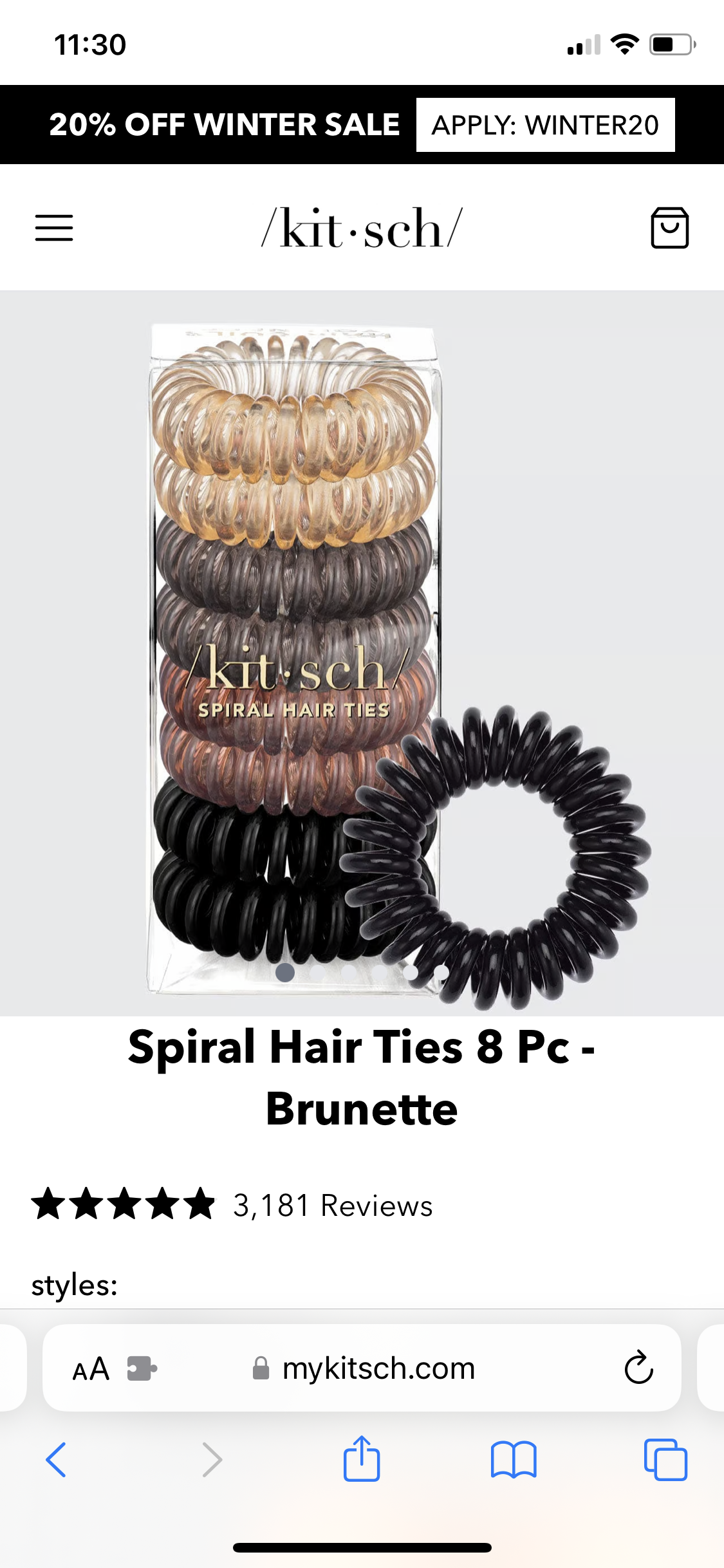 Spiral Hair Ties 8 Pc