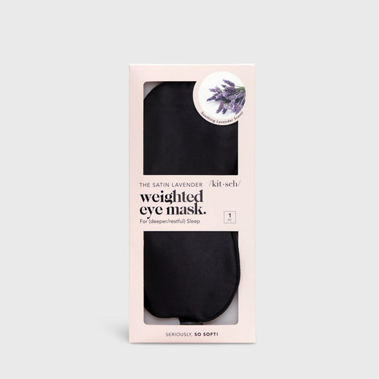 The Lavender Weighted Satin Eye Mask - Black