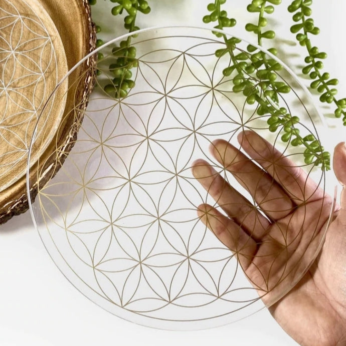 Large Acrylic Flower of Life Grid in Gold