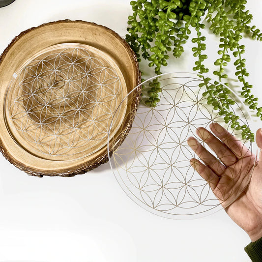 Large Acrylic Flower of Life Grid in Gold