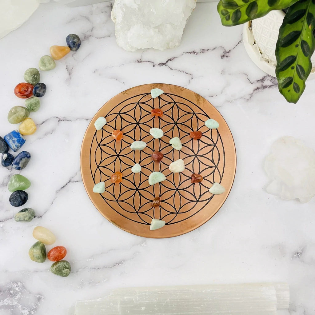 Copper Flower of Life Round Grid 15cm