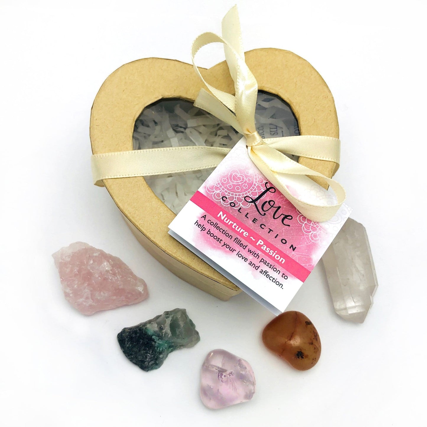 Assorted Heart Box Set with free crystal quartz point