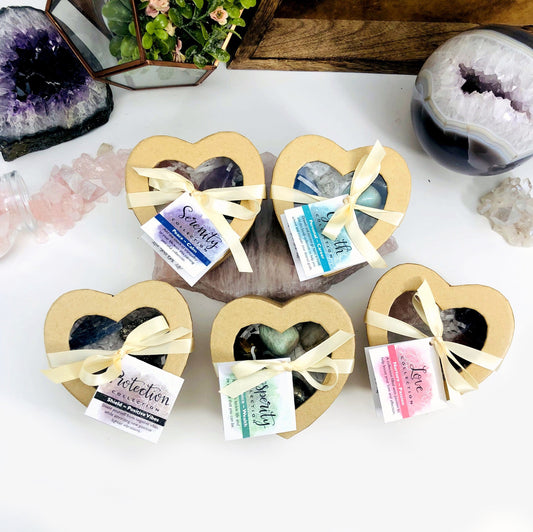 Assorted Heart Box Set with free crystal quartz point